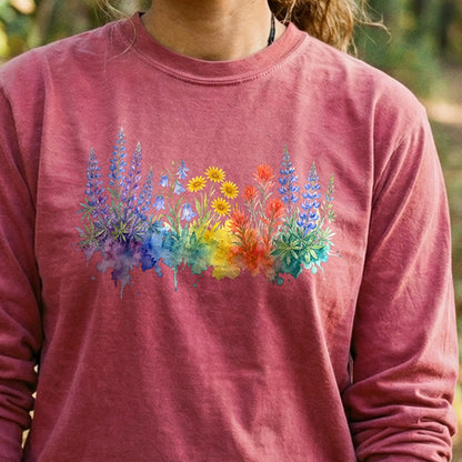 Watercolor Yellowstone Wildflowers Premium Long Sleeve