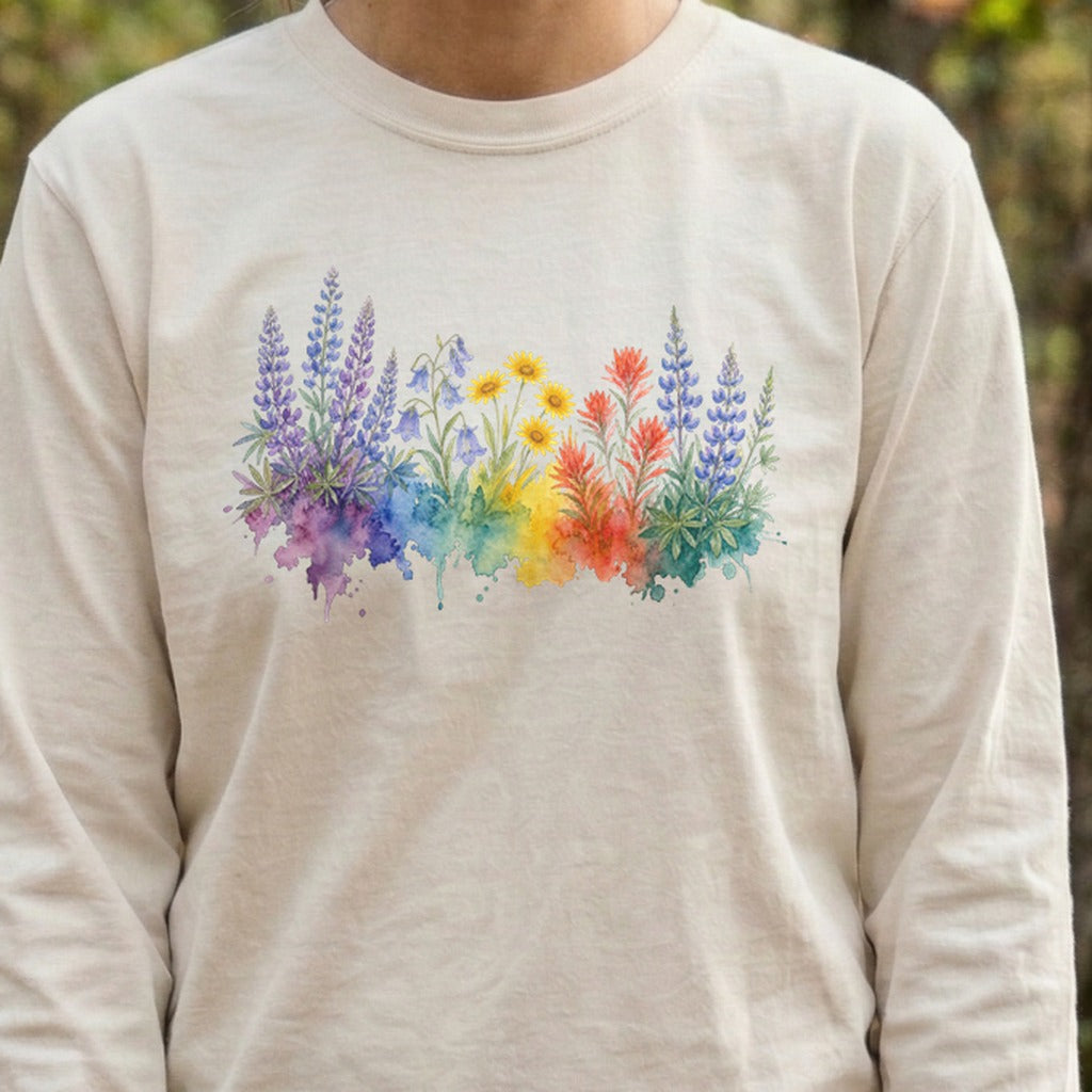 Watercolor Yellowstone Wildflowers Premium Long Sleeve