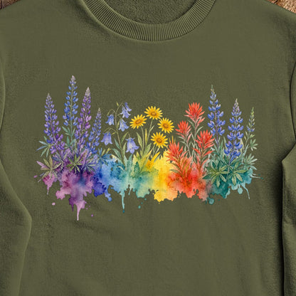 Watercolor Yellowstone Wildflowers Crewneck Sweatshirt