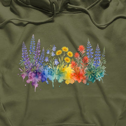 Watercolor Yellowstone Wildflowers Hoodie
