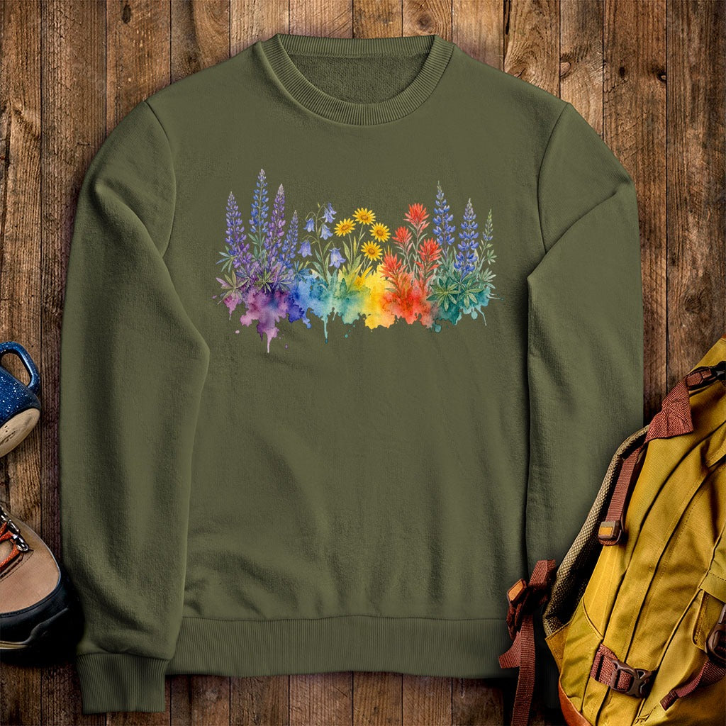 Watercolor Yellowstone Wildflowers Crewneck Sweatshirt