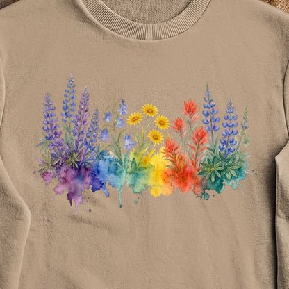 Watercolor Yellowstone Wildflowers Crewneck Sweatshirt