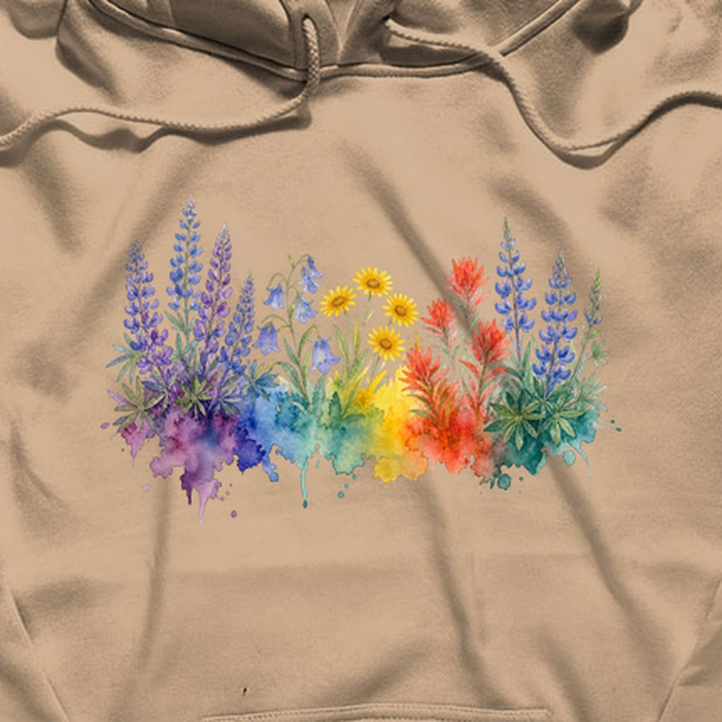 Watercolor Yellowstone Wildflowers Hoodie