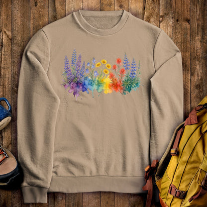 Watercolor Yellowstone Wildflowers Crewneck Sweatshirt