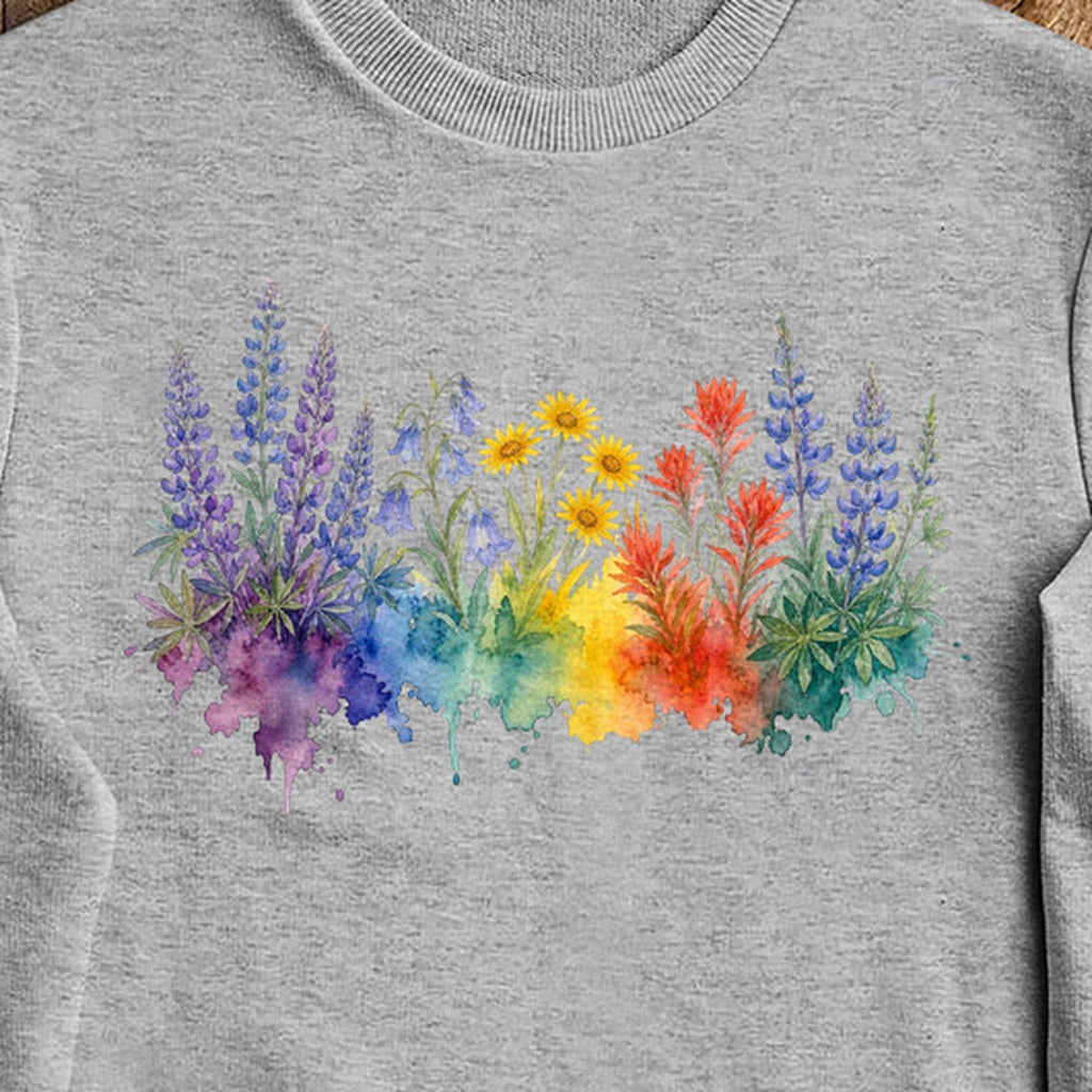 Watercolor Yellowstone Wildflowers Crewneck Sweatshirt