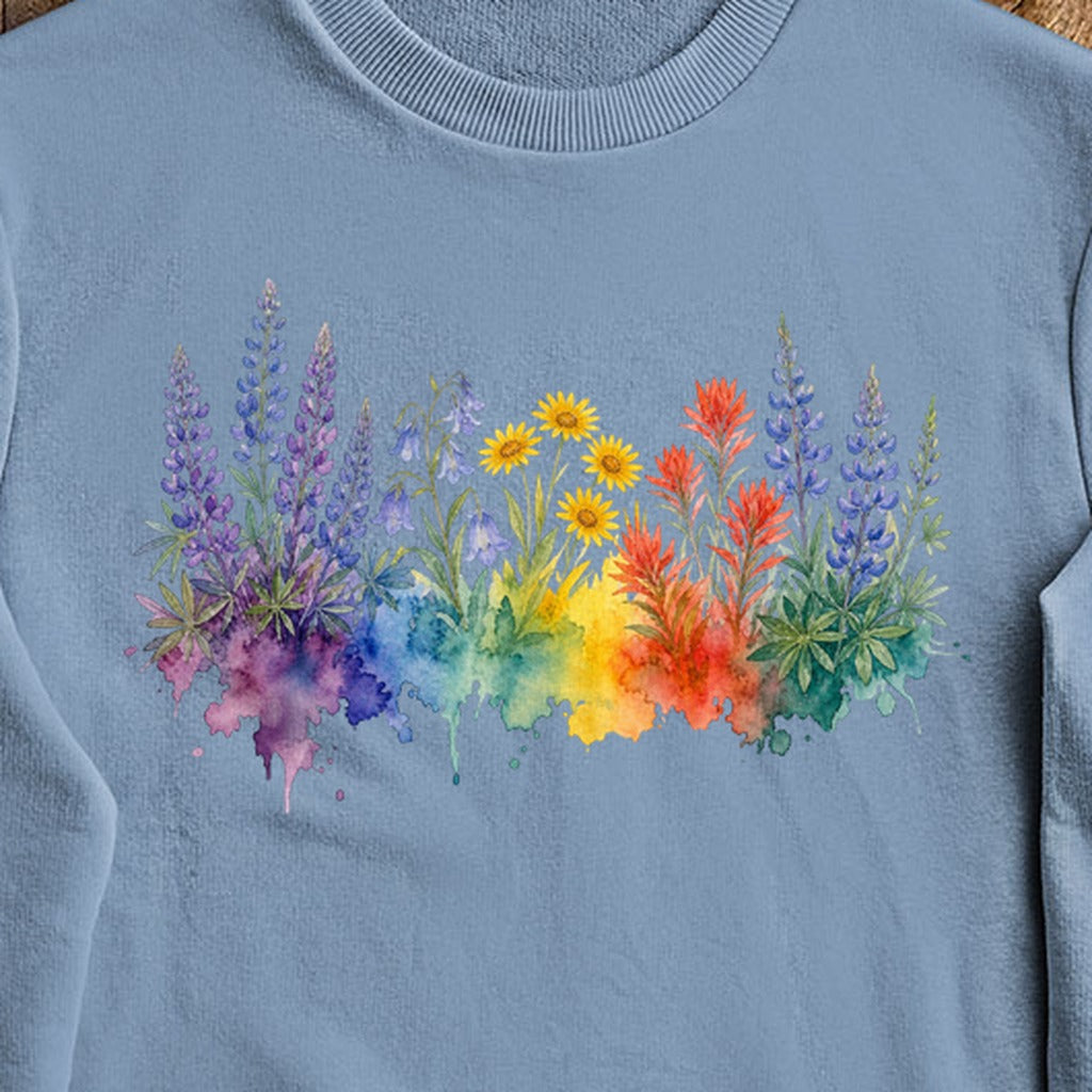 Watercolor Yellowstone Wildflowers Crewneck Sweatshirt