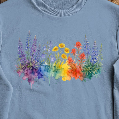 Watercolor Yellowstone Wildflowers Crewneck Sweatshirt