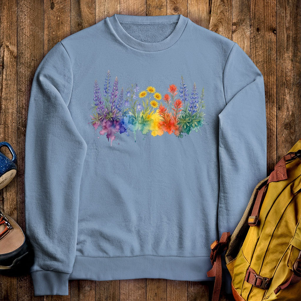 Watercolor Yellowstone Wildflowers Crewneck Sweatshirt