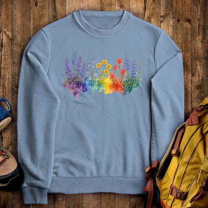 Watercolor Yellowstone Wildflowers Crewneck Sweatshirt