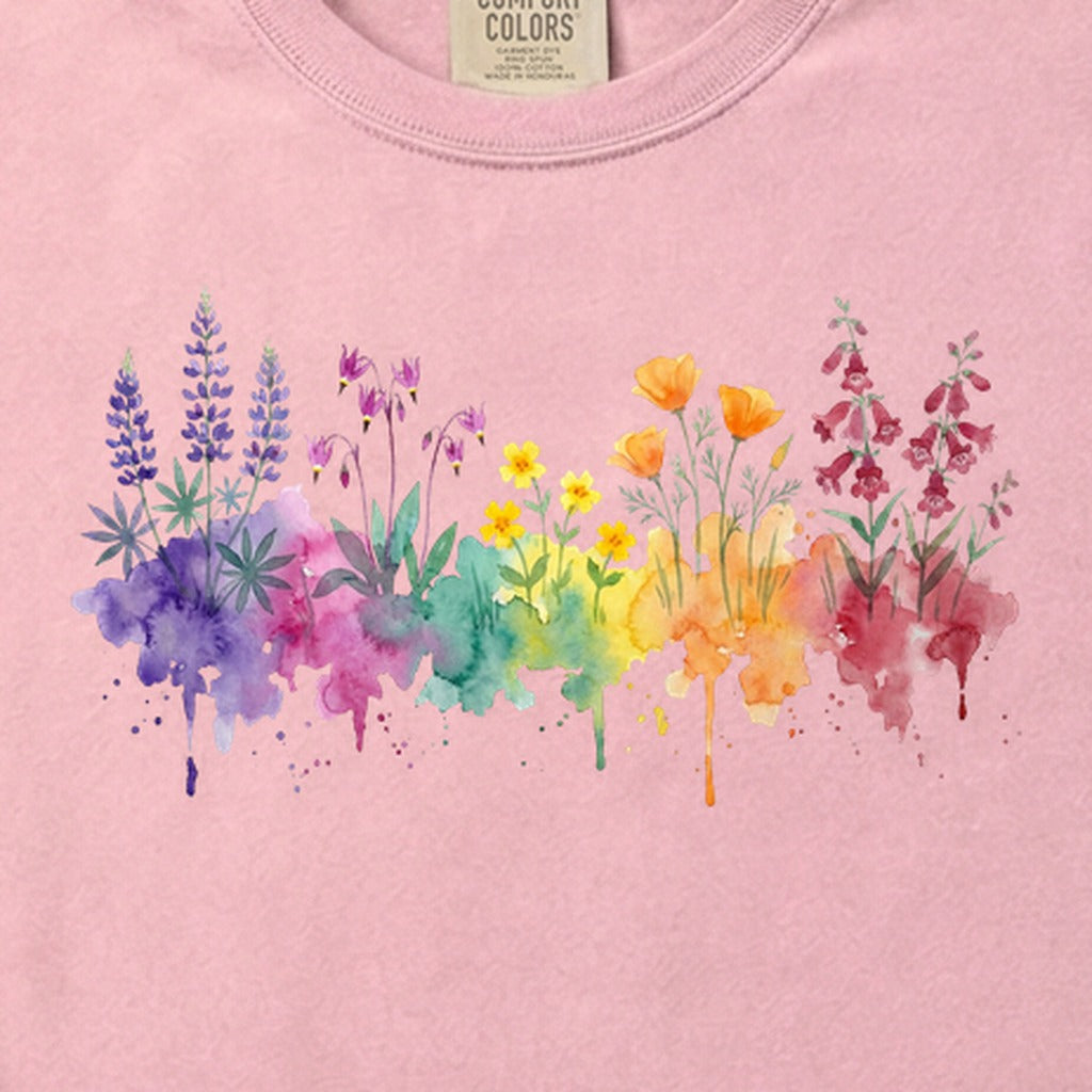 Watercolor Yosemite Wildflowers Cotton T-Shirt