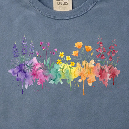 Watercolor Yosemite Wildflowers Cotton T-Shirt