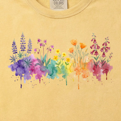 Watercolor Yosemite Wildflowers Cotton T-Shirt