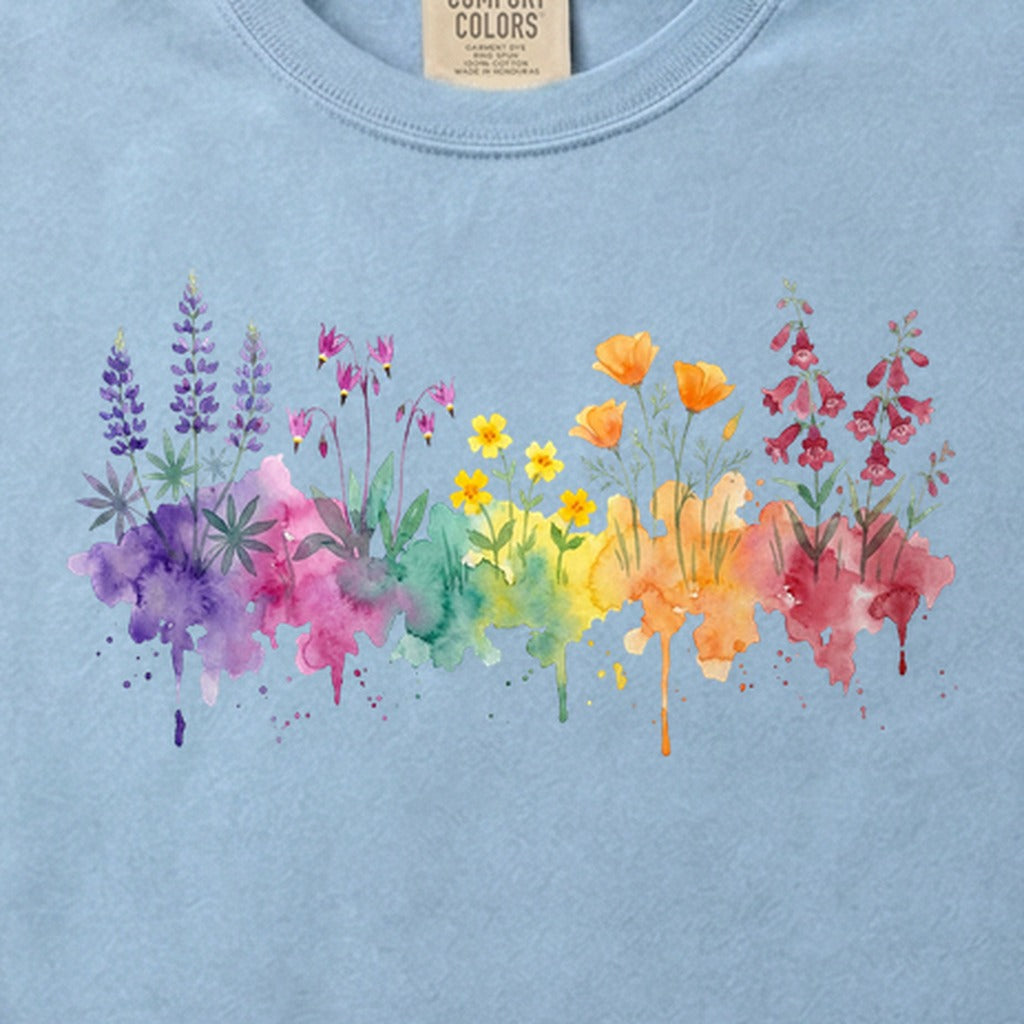 Watercolor Yosemite Wildflowers Cotton T-Shirt