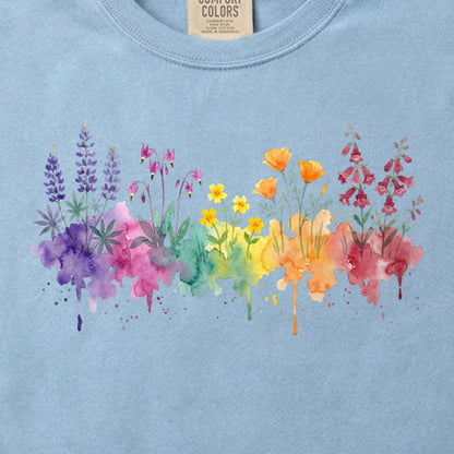 Watercolor Yosemite Wildflowers Cotton T-Shirt