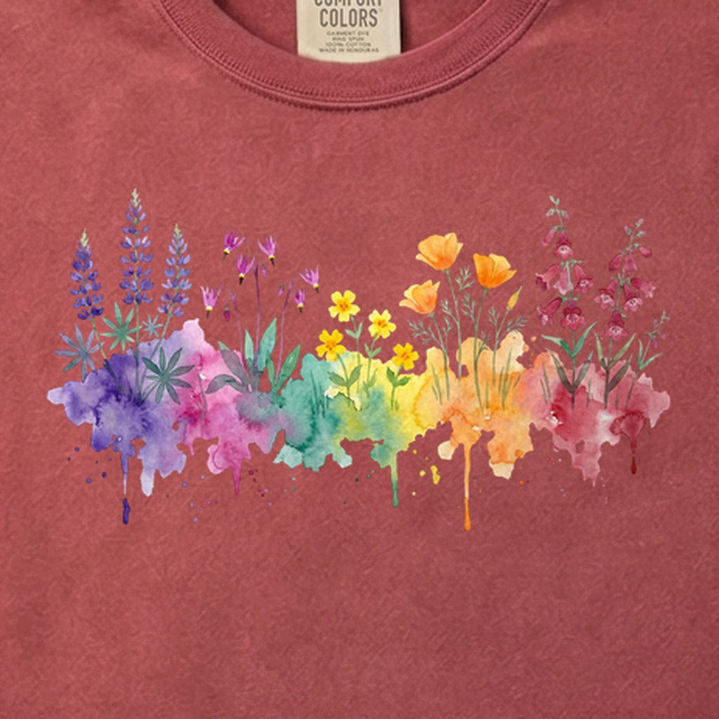 Watercolor Yosemite Wildflowers Cotton T-Shirt