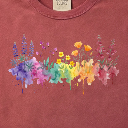 Watercolor Yosemite Wildflowers Cotton T-Shirt