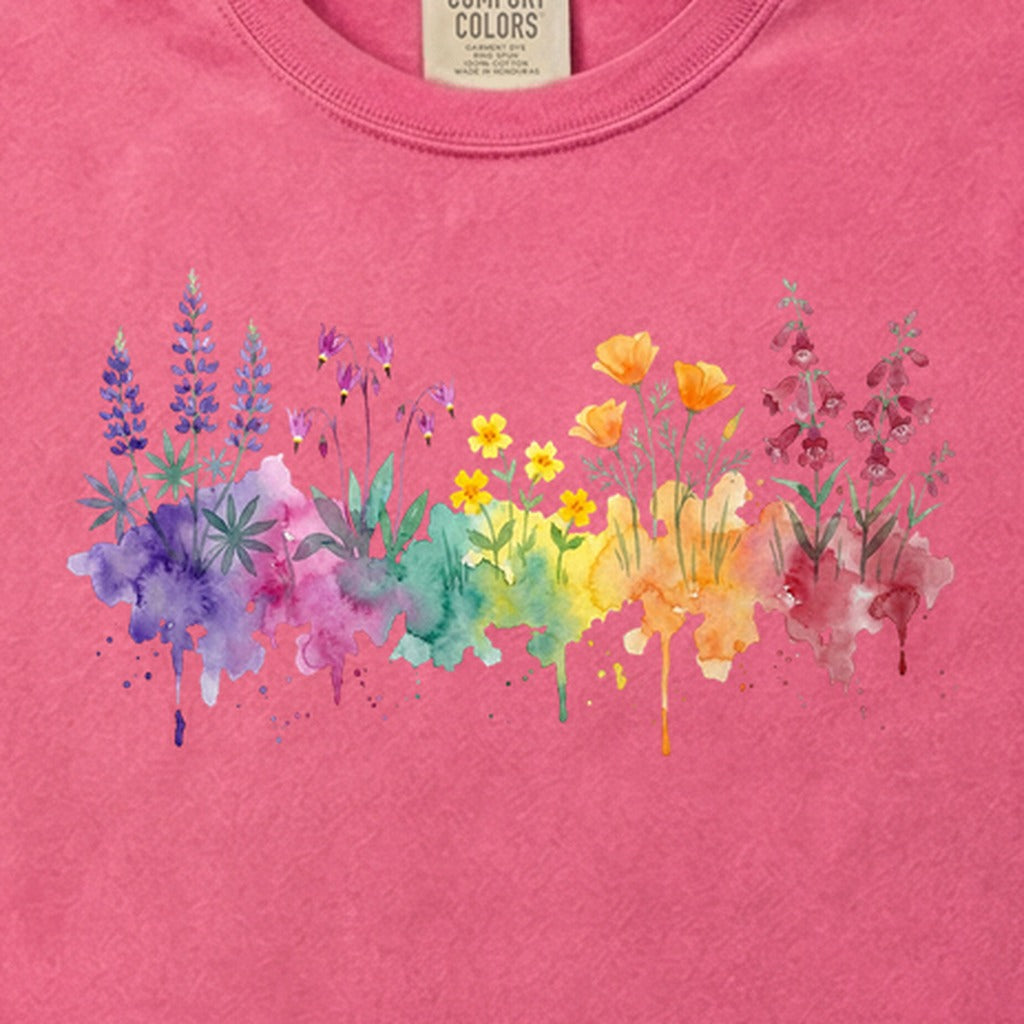 Watercolor Yosemite Wildflowers Cotton T-Shirt