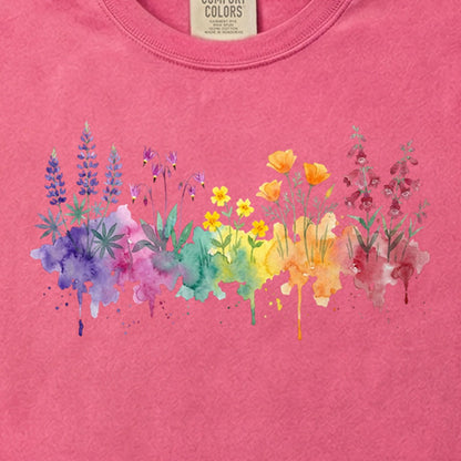 Watercolor Yosemite Wildflowers Cotton T-Shirt