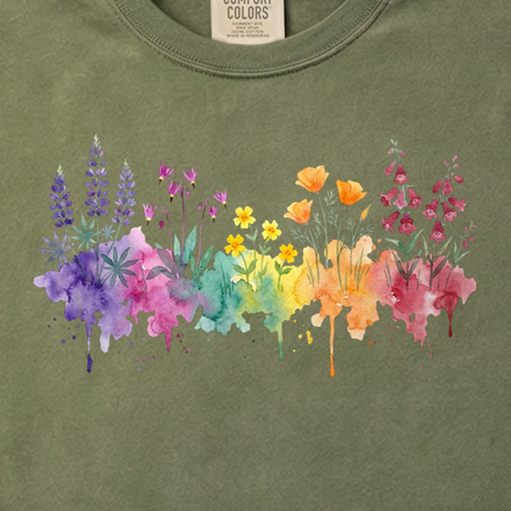 Watercolor Yosemite Wildflowers Cotton T-Shirt