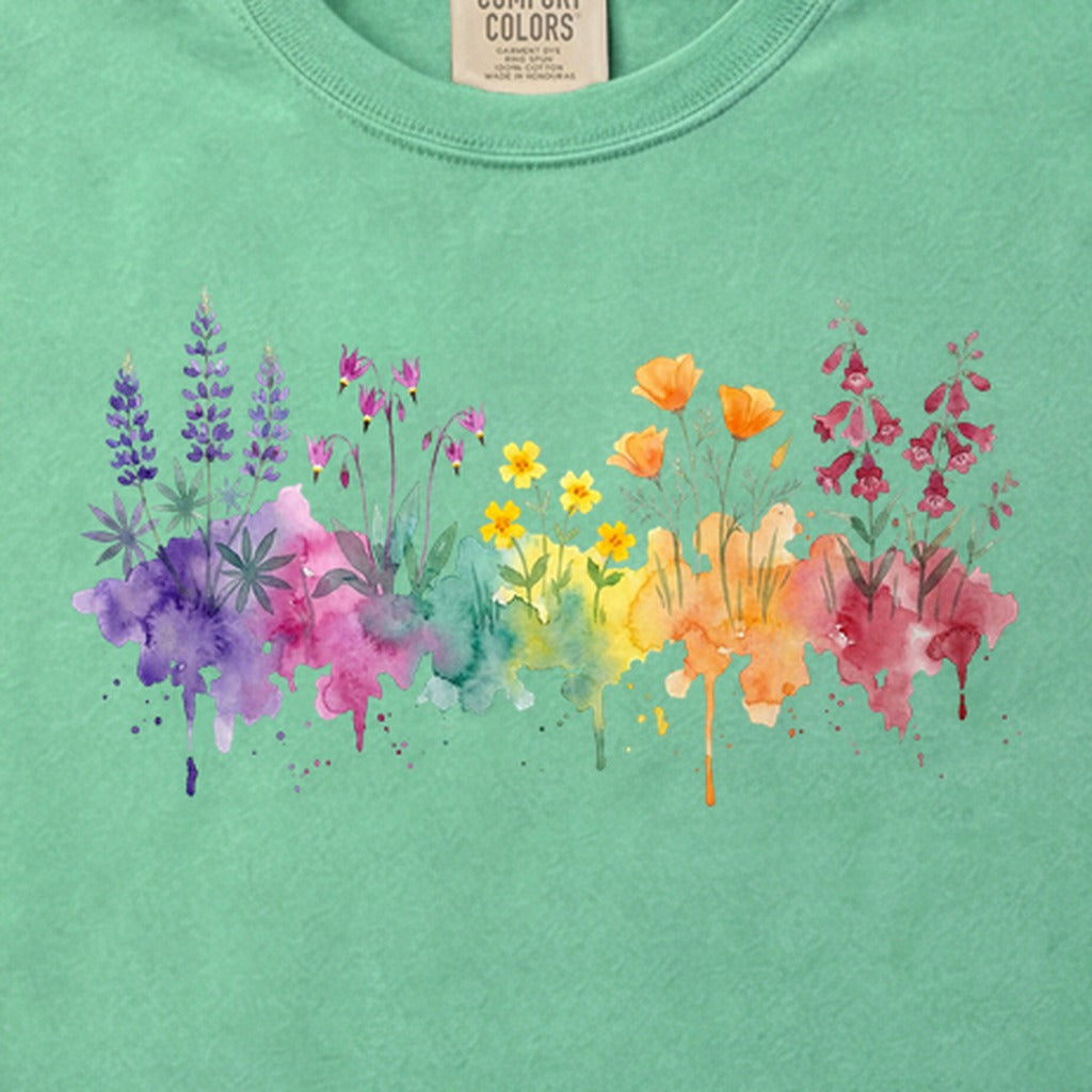 Watercolor Yosemite Wildflowers Cotton T-Shirt