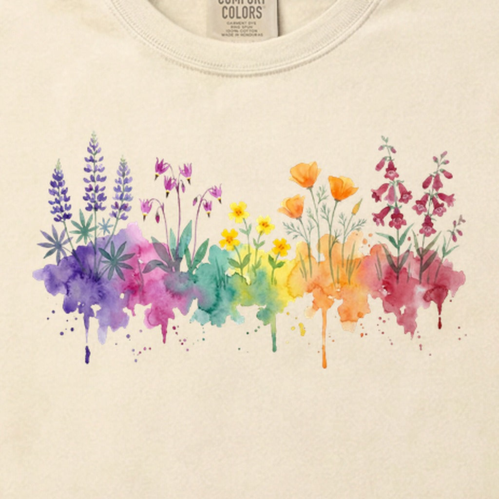 Watercolor Yosemite Wildflowers Cotton T-Shirt