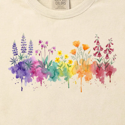Watercolor Yosemite Wildflowers Cotton T-Shirt