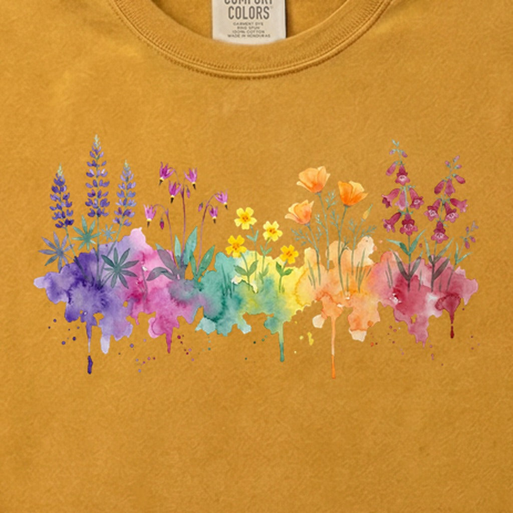 Watercolor Yosemite Wildflowers Cotton T-Shirt
