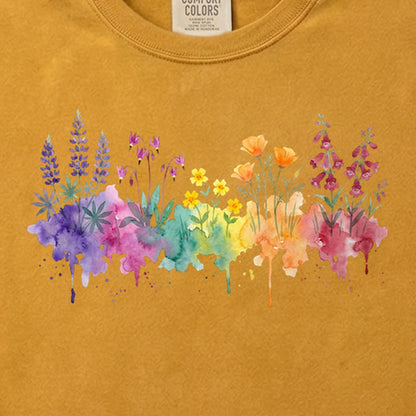 Watercolor Yosemite Wildflowers Cotton T-Shirt
