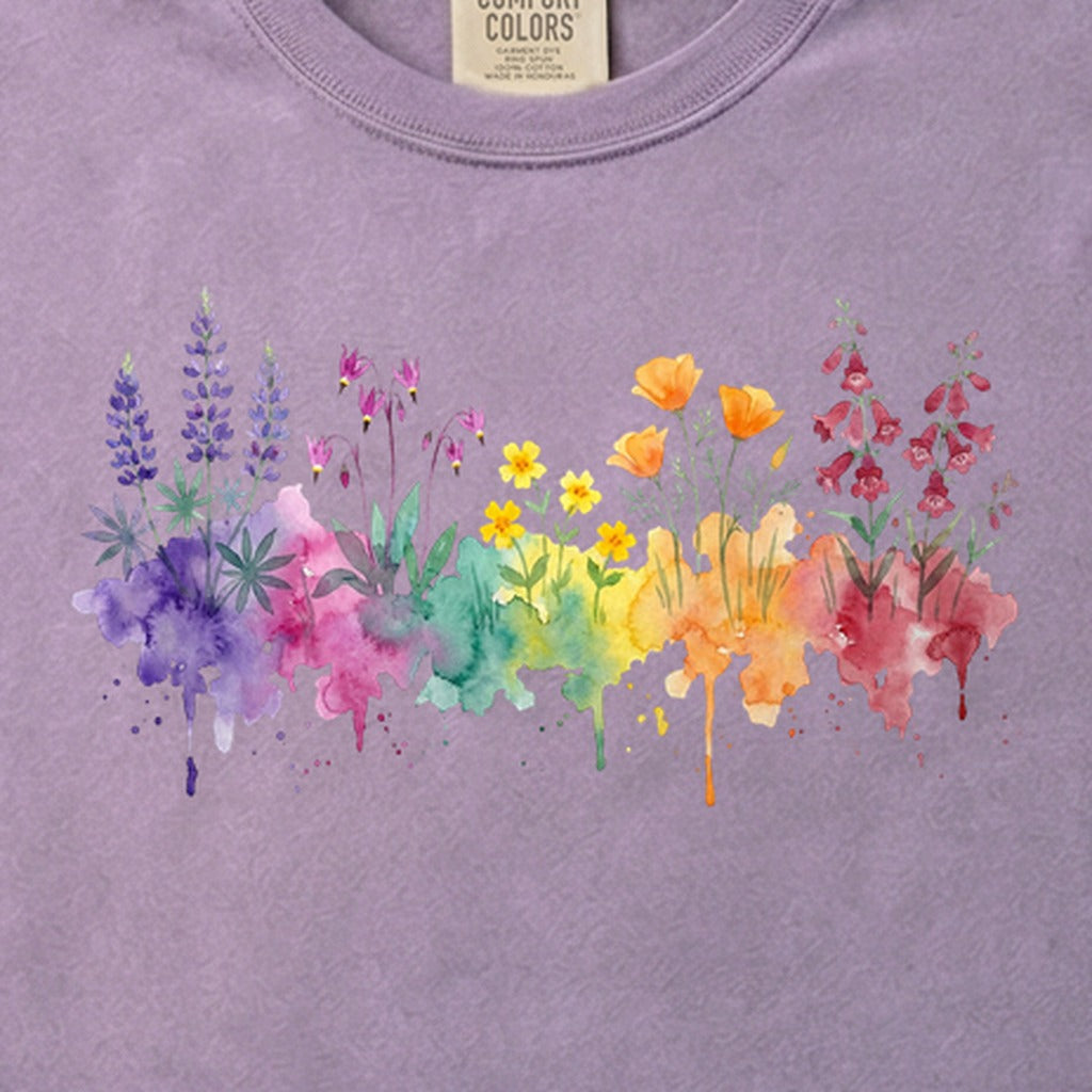 Watercolor Yosemite Wildflowers Cotton T-Shirt