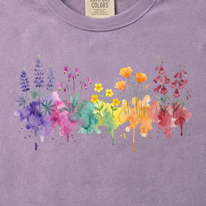 Watercolor Yosemite Wildflowers Cotton T-Shirt