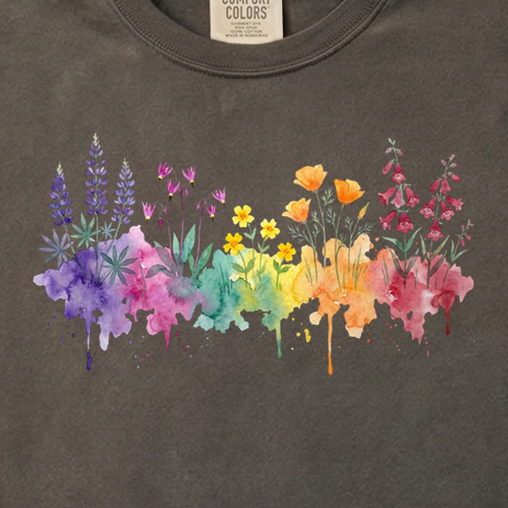 Watercolor Yosemite Wildflowers Cotton T-Shirt