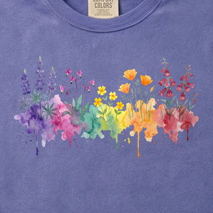 Watercolor Yosemite Wildflowers Cotton T-Shirt