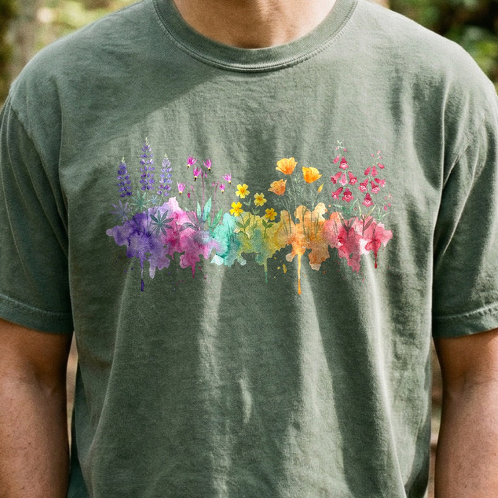 Watercolor Yosemite Wildflowers Cotton T-Shirt