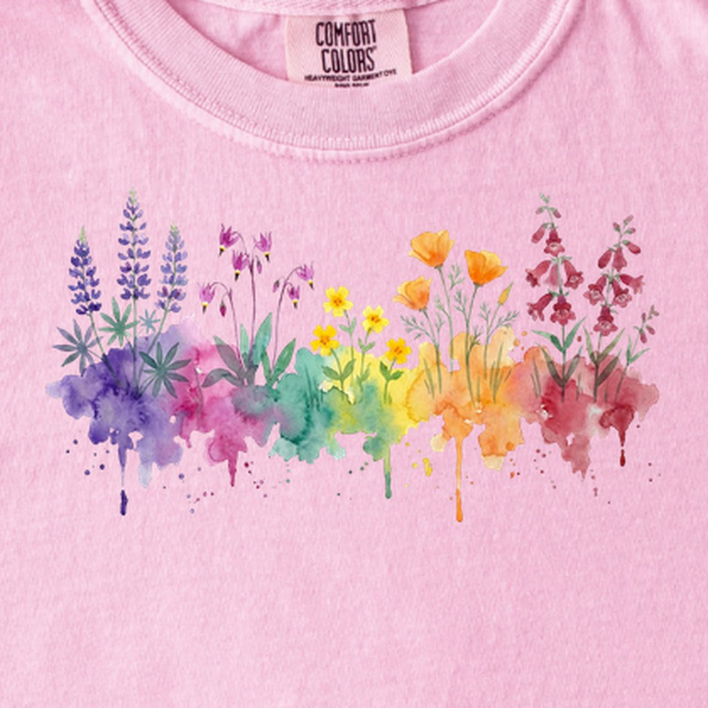 Watercolor Yosemite Wildflowers Kids Cotton T-Shirt