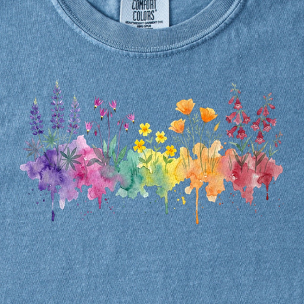 Watercolor Yosemite Wildflowers Kids Cotton T-Shirt