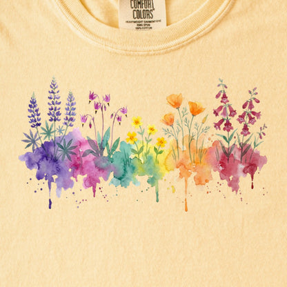 Watercolor Yosemite Wildflowers Kids Cotton T-Shirt