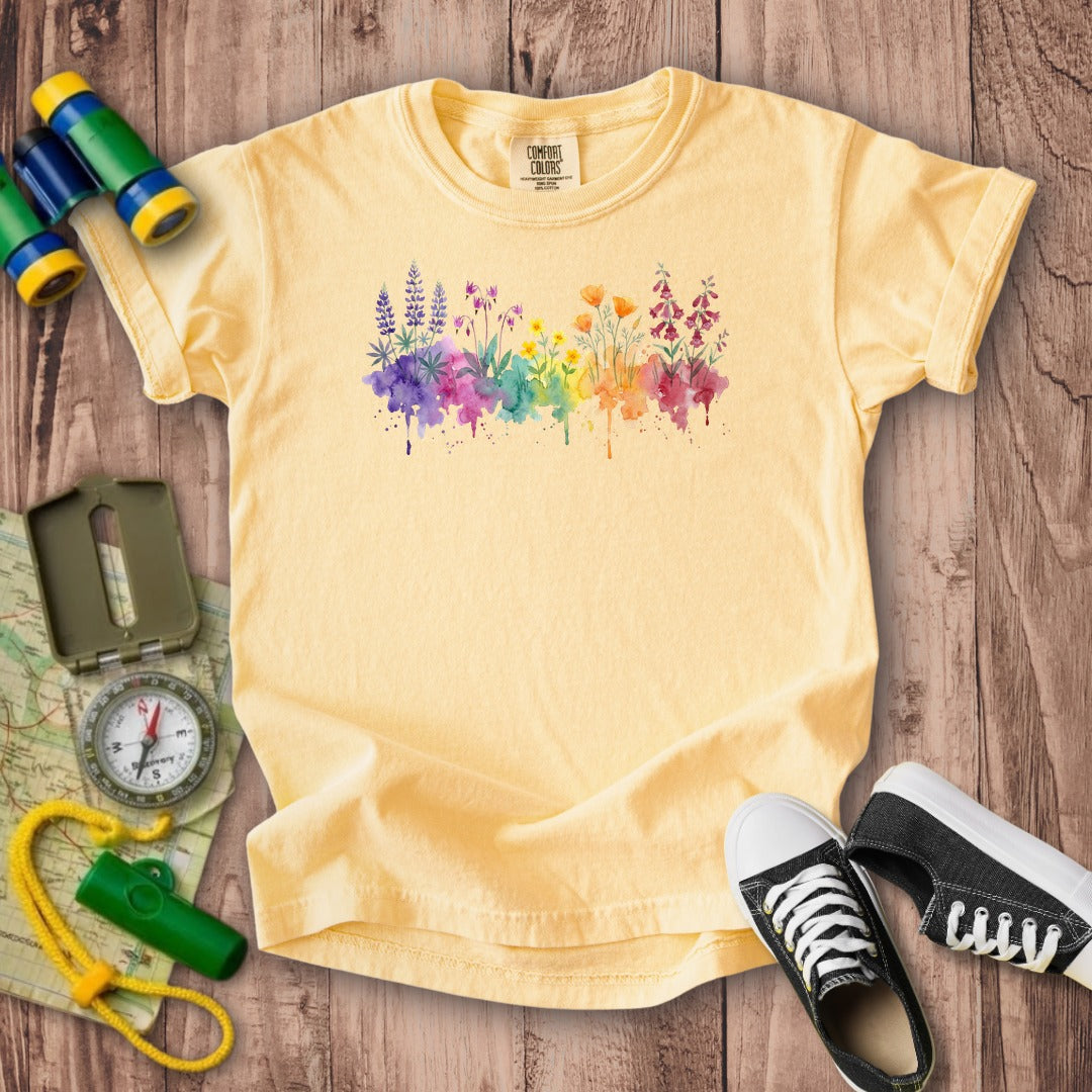 Watercolor Yosemite Wildflowers Kids Cotton T-Shirt