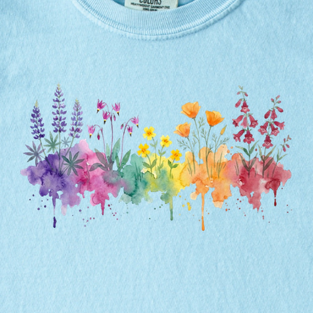 Watercolor Yosemite Wildflowers Kids Cotton T-Shirt