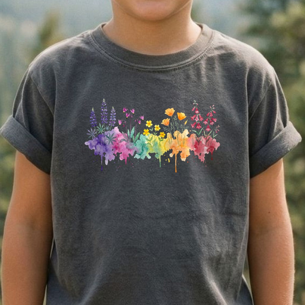 Watercolor Yosemite Wildflowers Kids Cotton T-Shirt