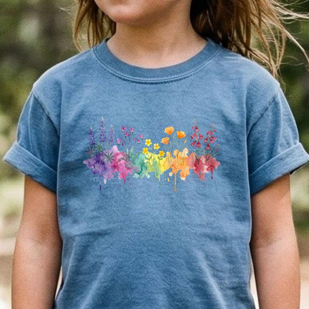 Watercolor Yosemite Wildflowers Kids Cotton T-Shirt