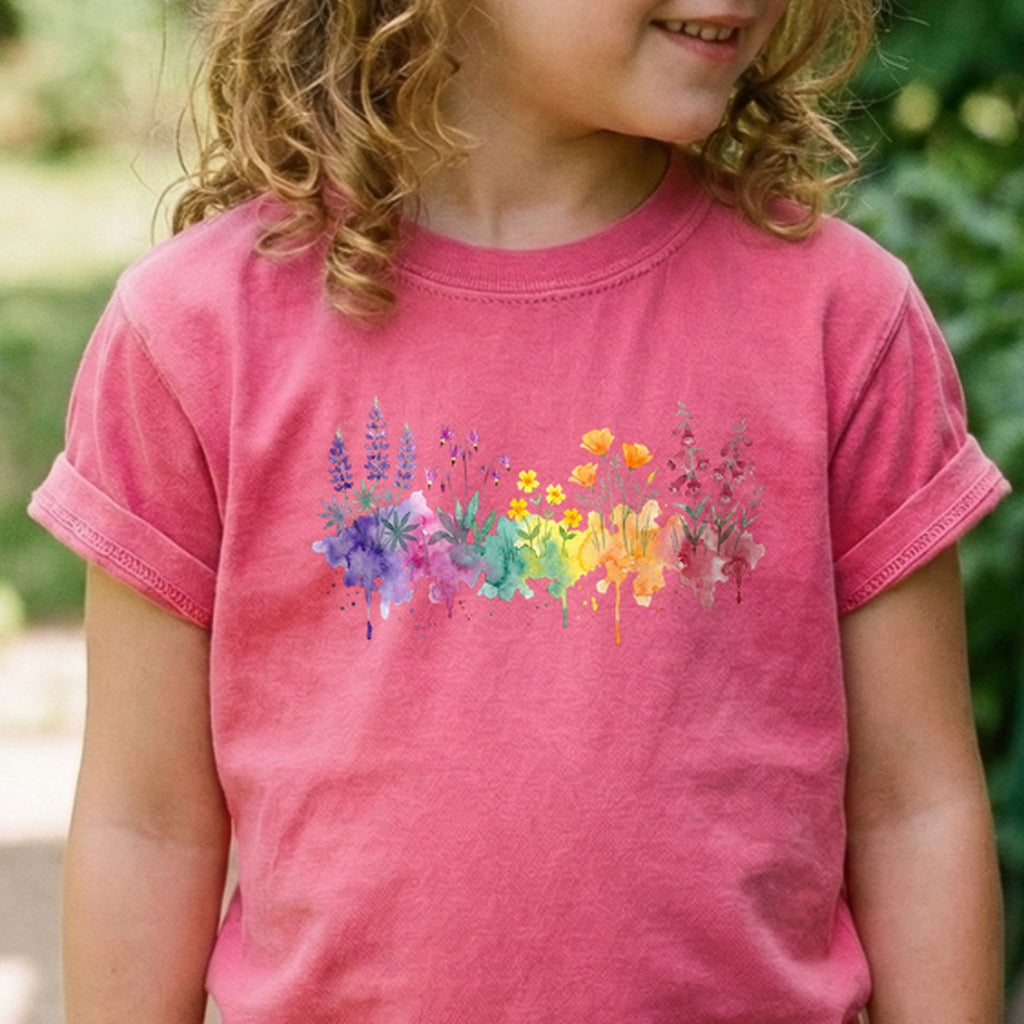 Watercolor Yosemite Wildflowers Kids Cotton T-Shirt