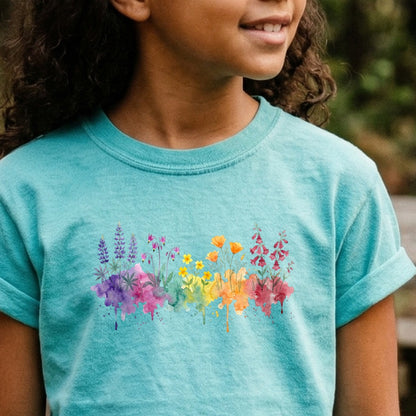 Watercolor Yosemite Wildflowers Kids Cotton T-Shirt
