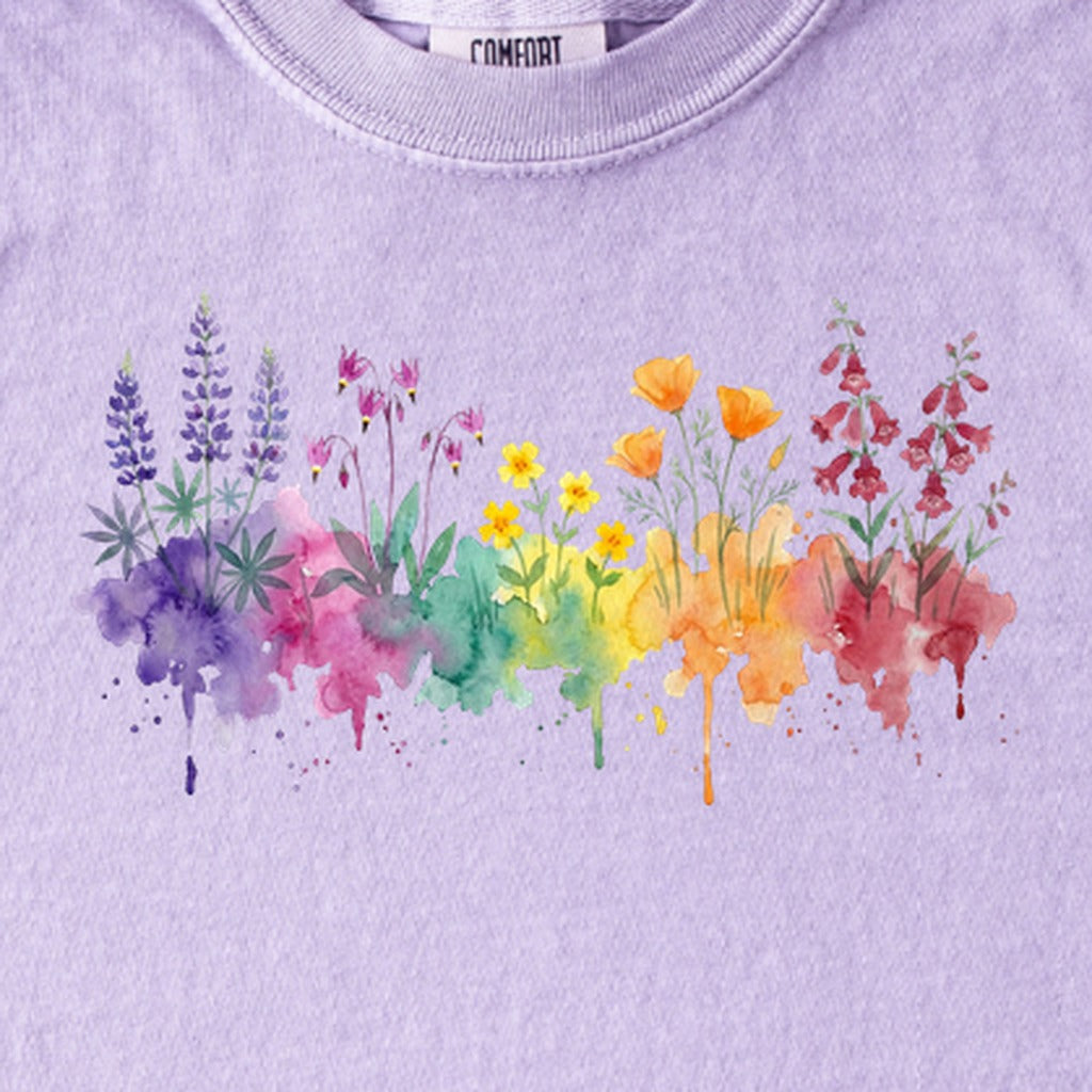 Watercolor Yosemite Wildflowers Kids Cotton T-Shirt
