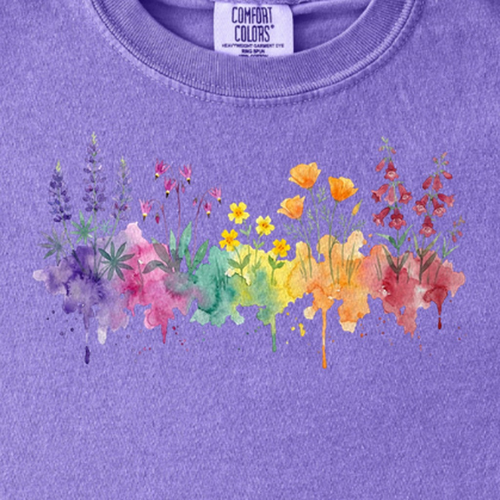 Watercolor Yosemite Wildflowers Kids Cotton T-Shirt