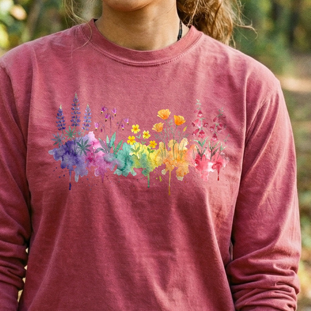 Watercolor Yosemite Wildflowers Premium Long Sleeve