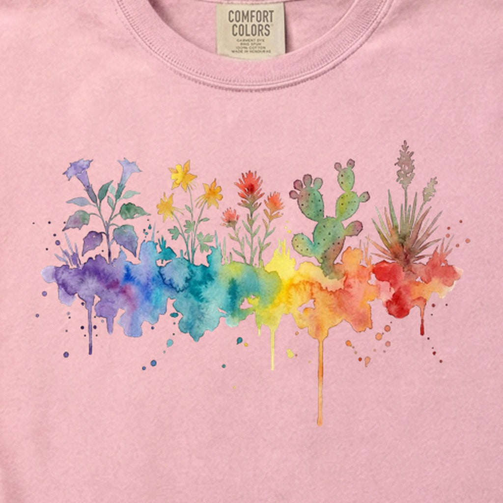 Watercolor Zion Wildflowers Cotton T-Shirt