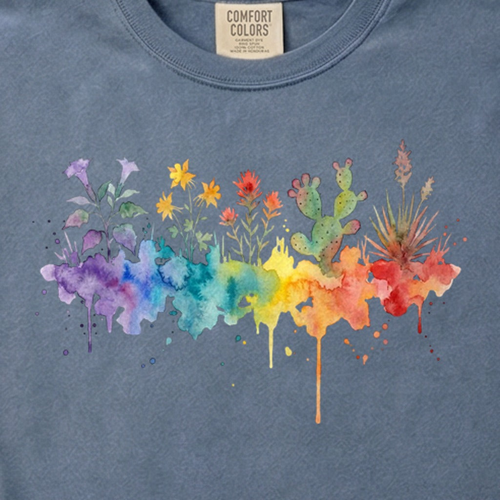 Watercolor Zion Wildflowers Cotton T-Shirt