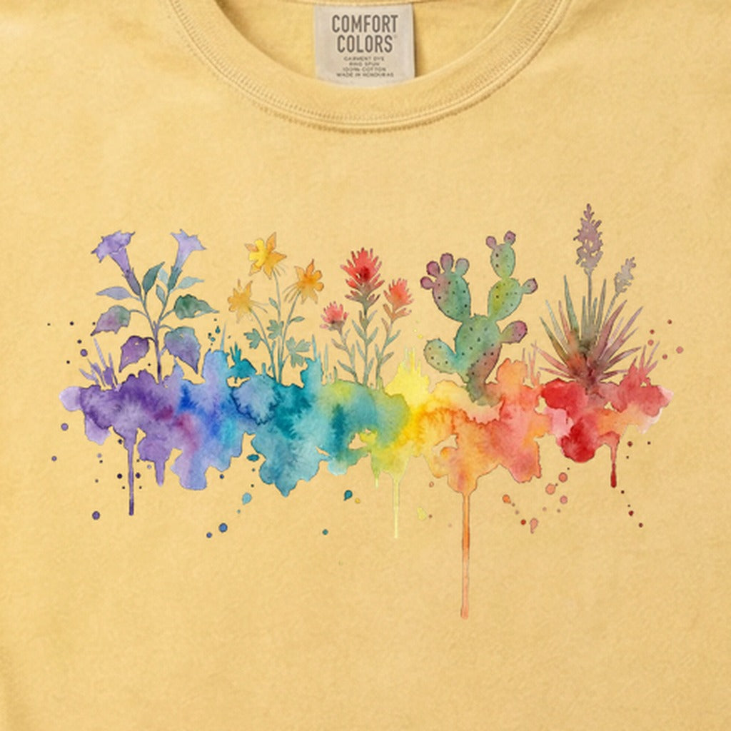 Watercolor Zion Wildflowers Cotton T-Shirt