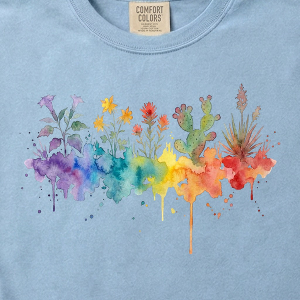Watercolor Zion Wildflowers Cotton T-Shirt