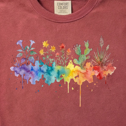 Watercolor Zion Wildflowers Cotton T-Shirt